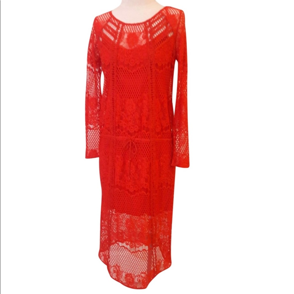 Free people Tomato red Lace Dress